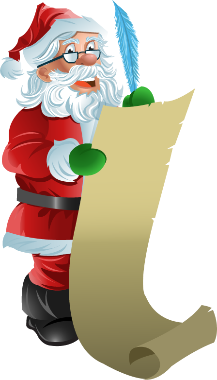 Santa Checking His List Clipart - Santa Checking List Clipart (448x782)