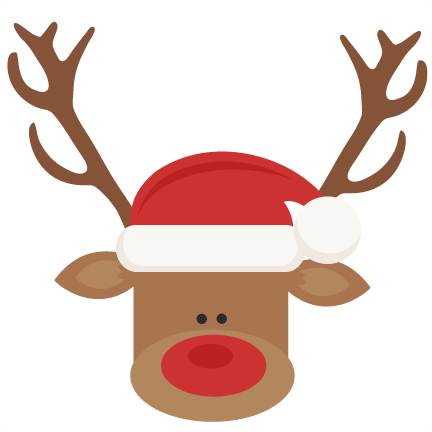 Reindeer With Santa Hat Svg Cutting Files For Scrapbooking - Reindeer With Santa Hat (432x432)