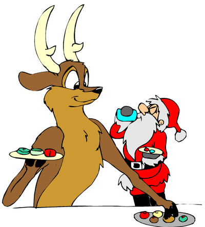 Santa Christmas With Reindeer Free Public Domain Clip - Christmas Pictures Clip Art (400x443)