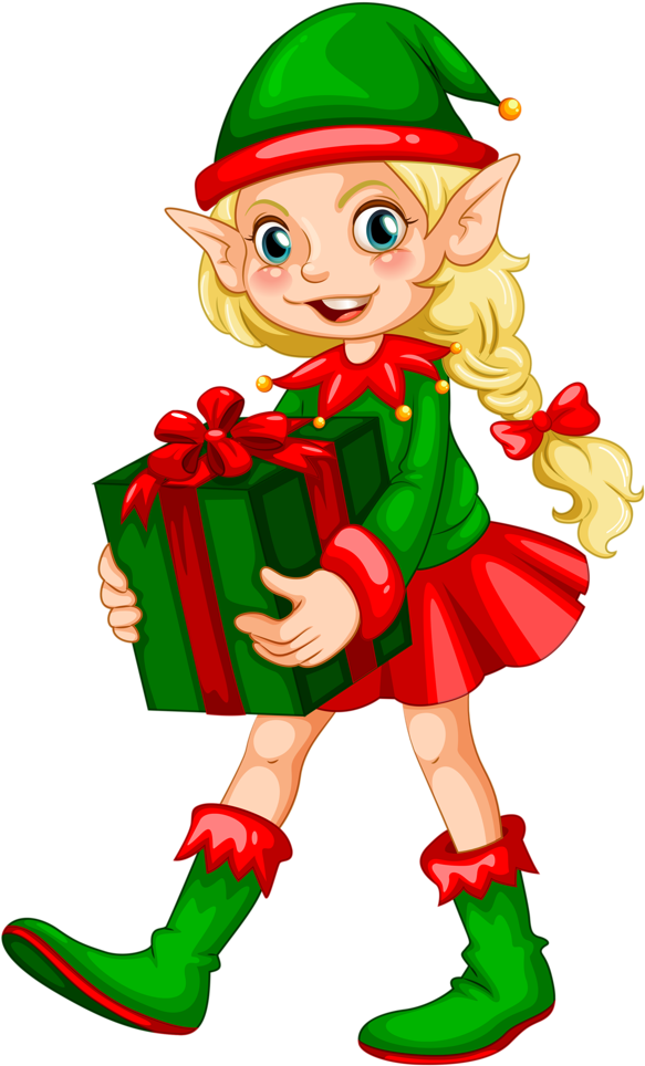 Funny Animated Christmas Clipart - Christmas Elves Png (686x1024)