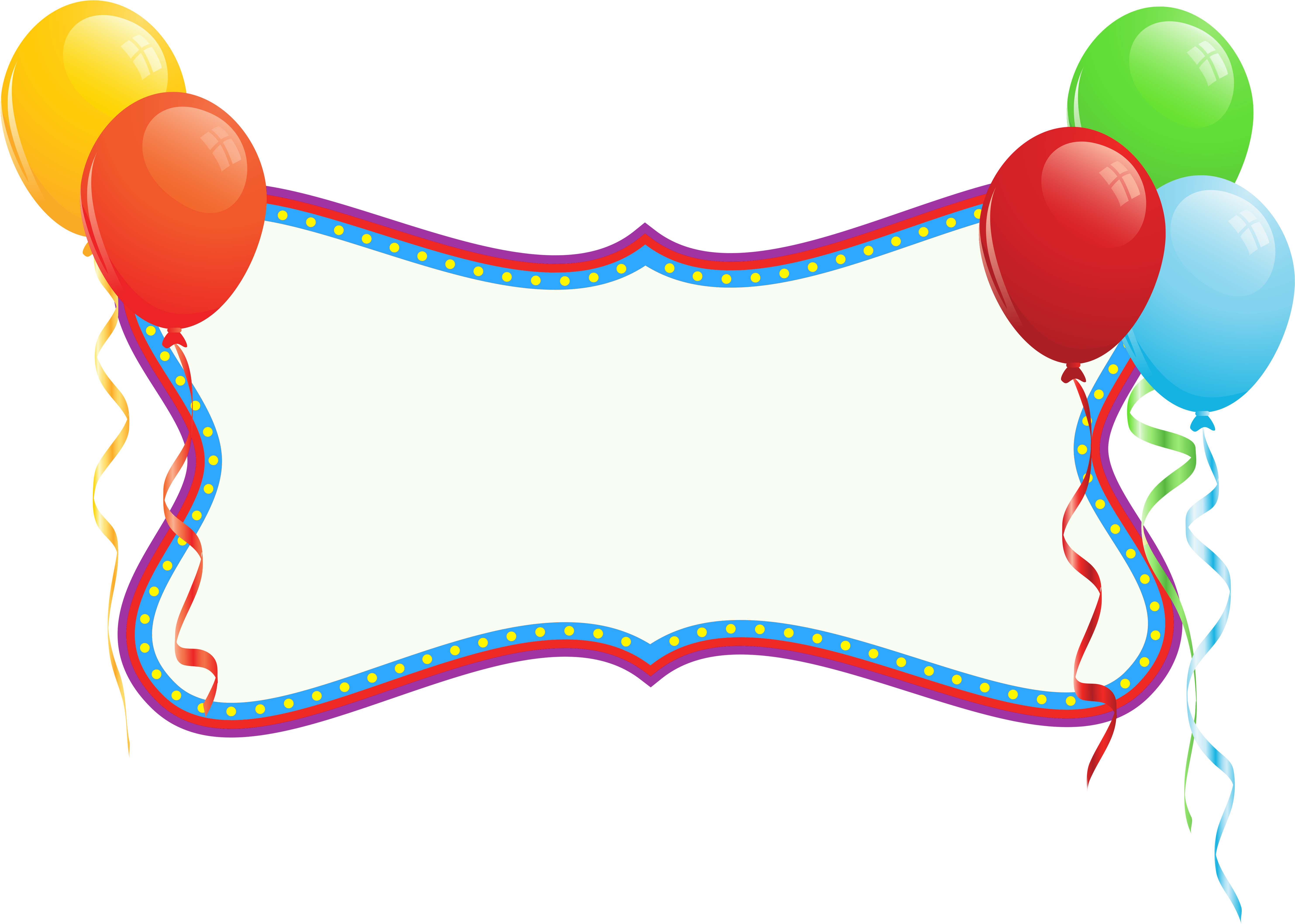 Birthday Holiday Banner With Balloons Png Clipart - Banner With Balloons Png (6011x4371)