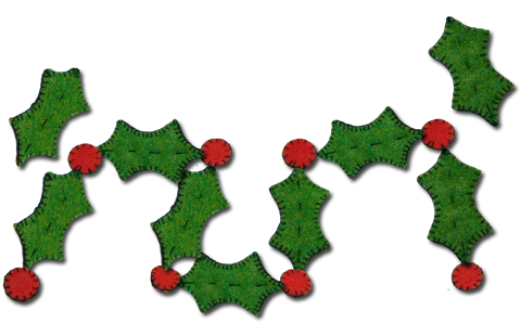 A Holly Garland Is A Great Decoration For The Christmas - Felt Holly Leaves (500x309)