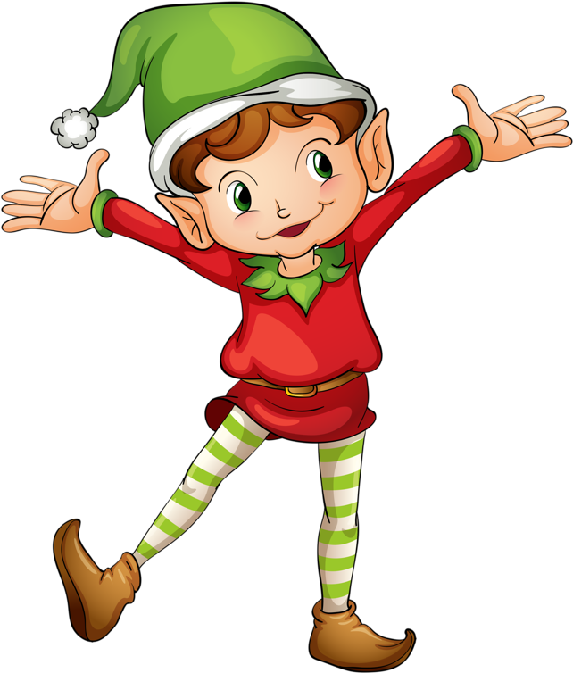 Christmas Elves Clipart Free 18 Elves Christmas Clipart - Lutin Du Pere Noel Dessin Couleur (676x800)