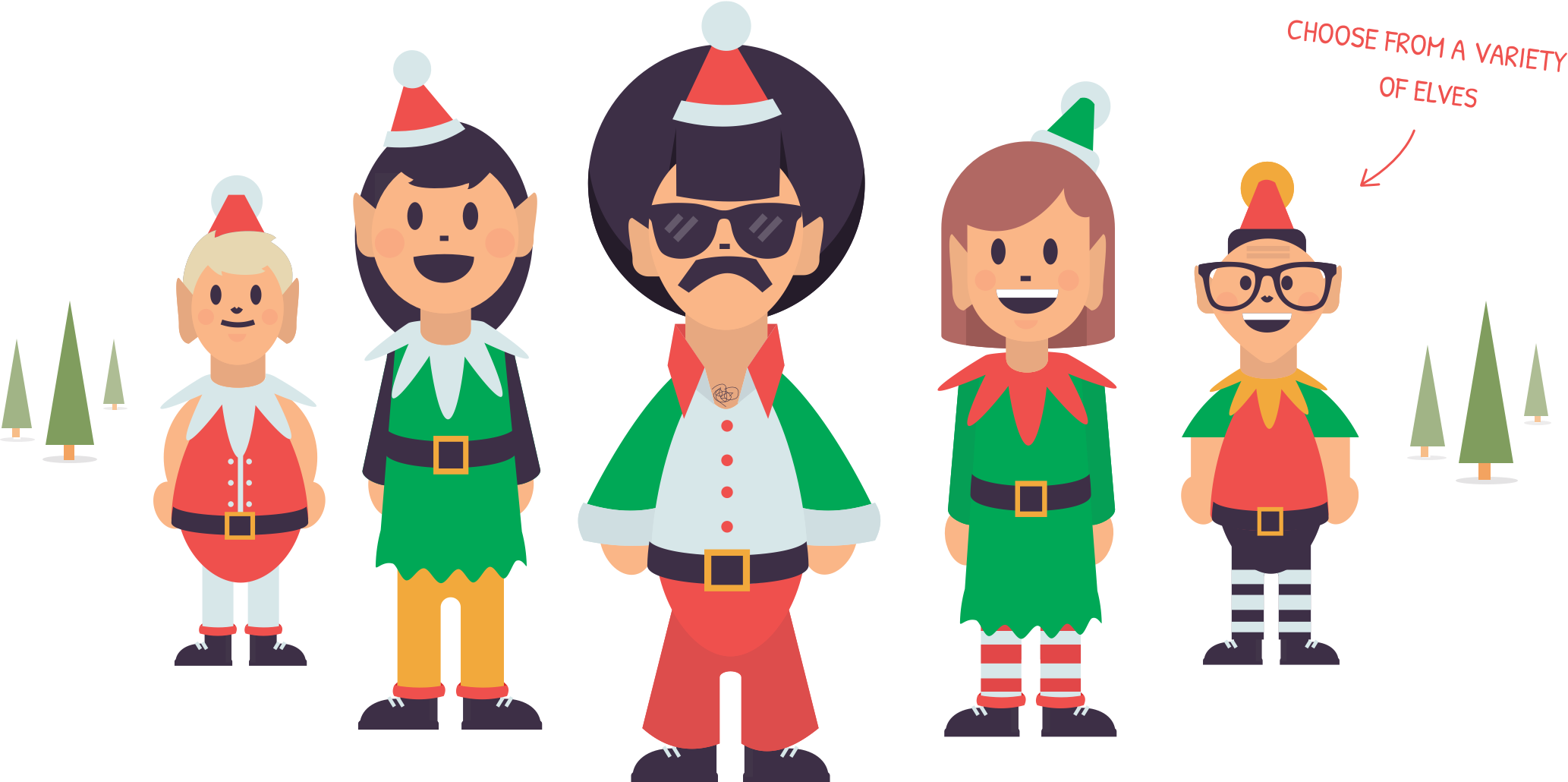 Choose From A Collection Of Santas Elves - Portable Network Graphics (2066x1030)