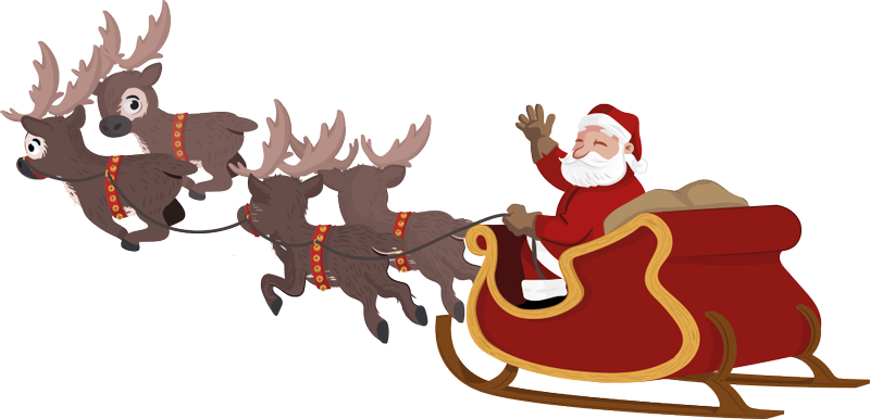 Through The Elf Door - Santa Sleigh Transparent Background (800x386)