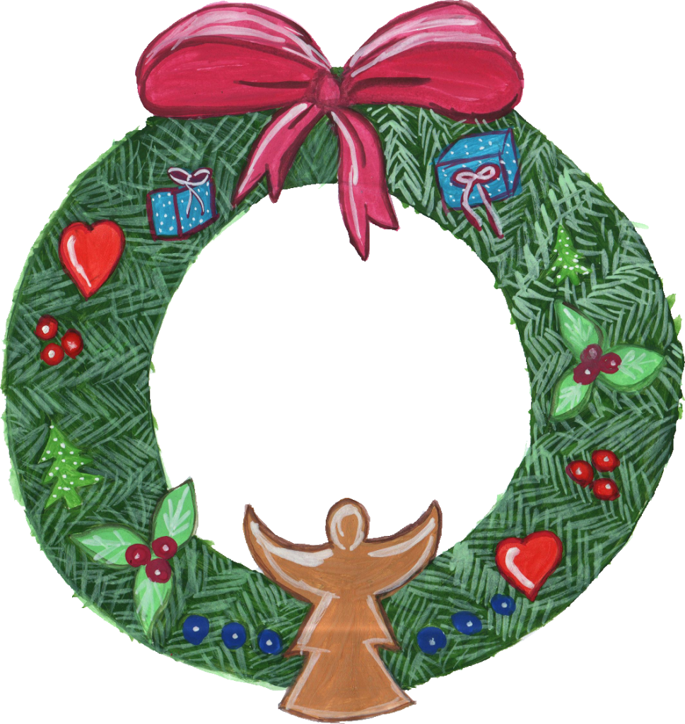 1064 × 1124 Px - Christmas Corner Wreath Transparent (969x1024)