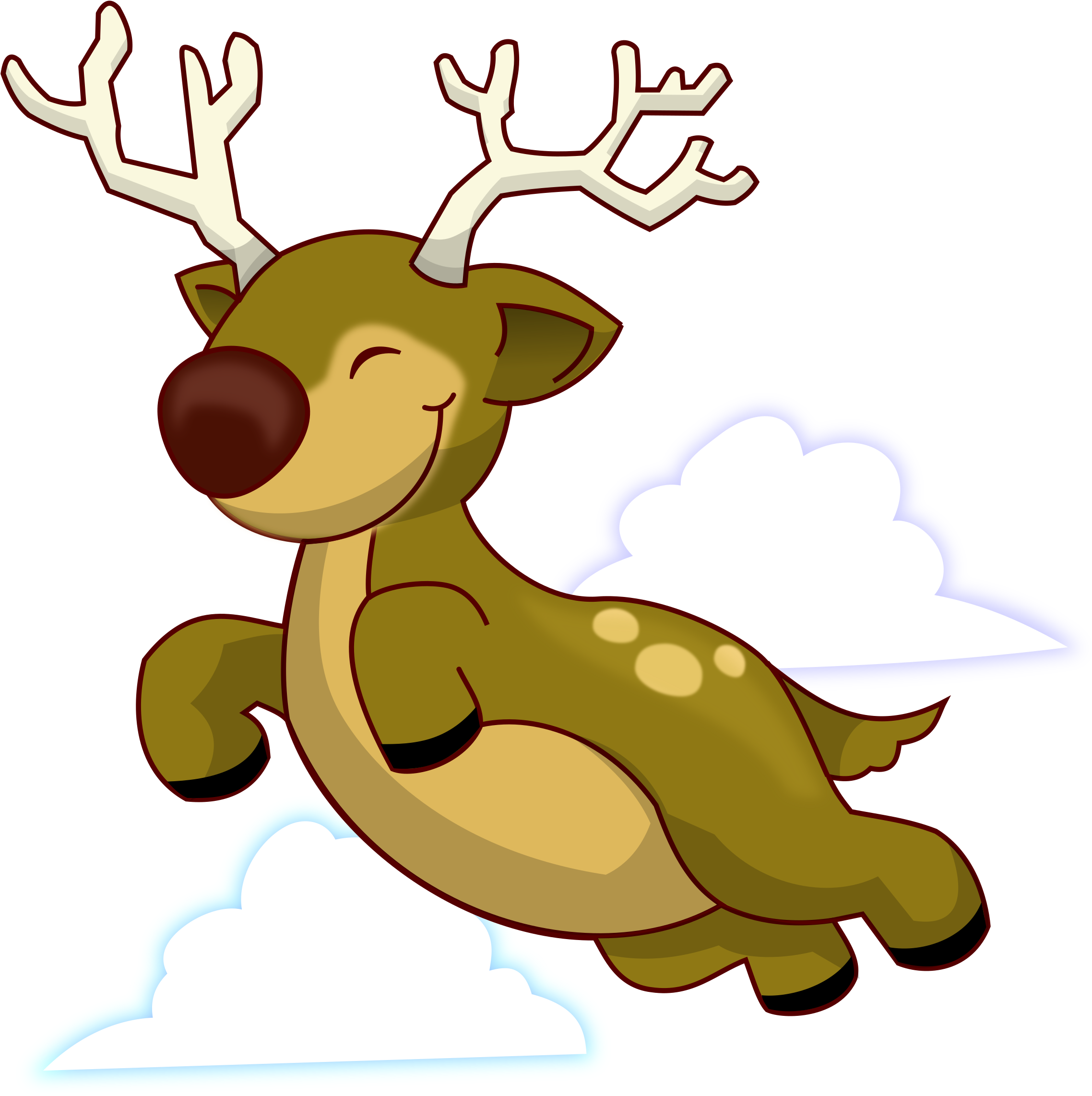 Clipart - Flying Christmas Reindeer Cartoon (2400x2400)