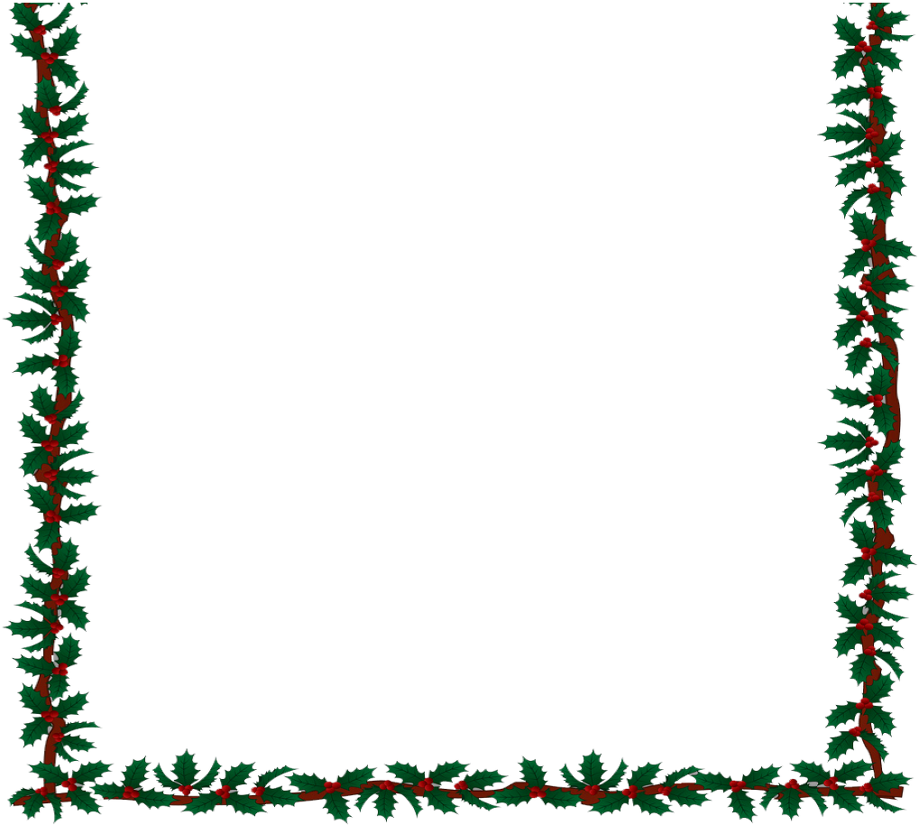 Christmas Holly Border Clipart - Christmas Carol Border (1026x1006)
