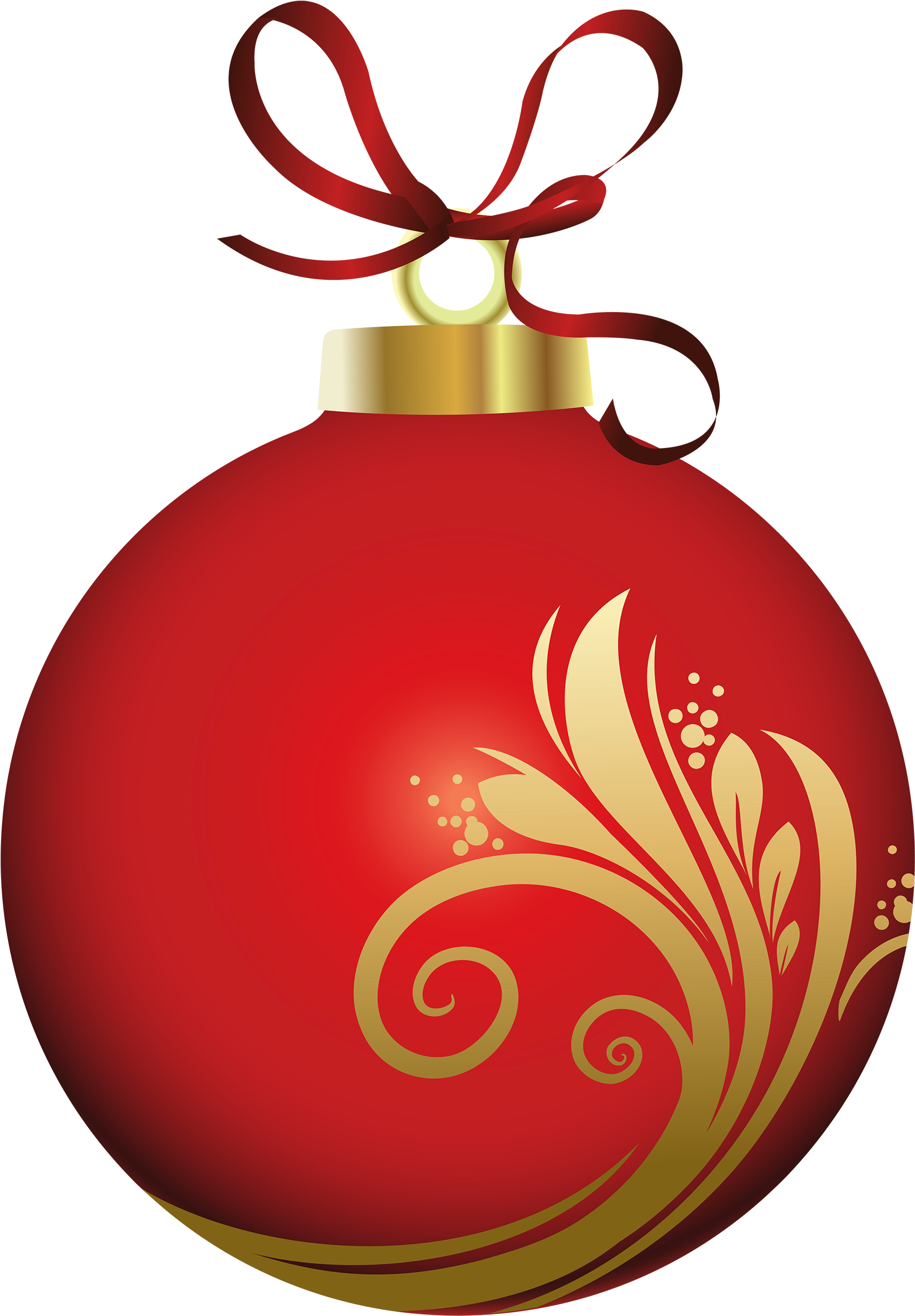 Red Christmas Ball With Decoration Png Clipart - Christmas Ball Decoration Png (1738x2500)