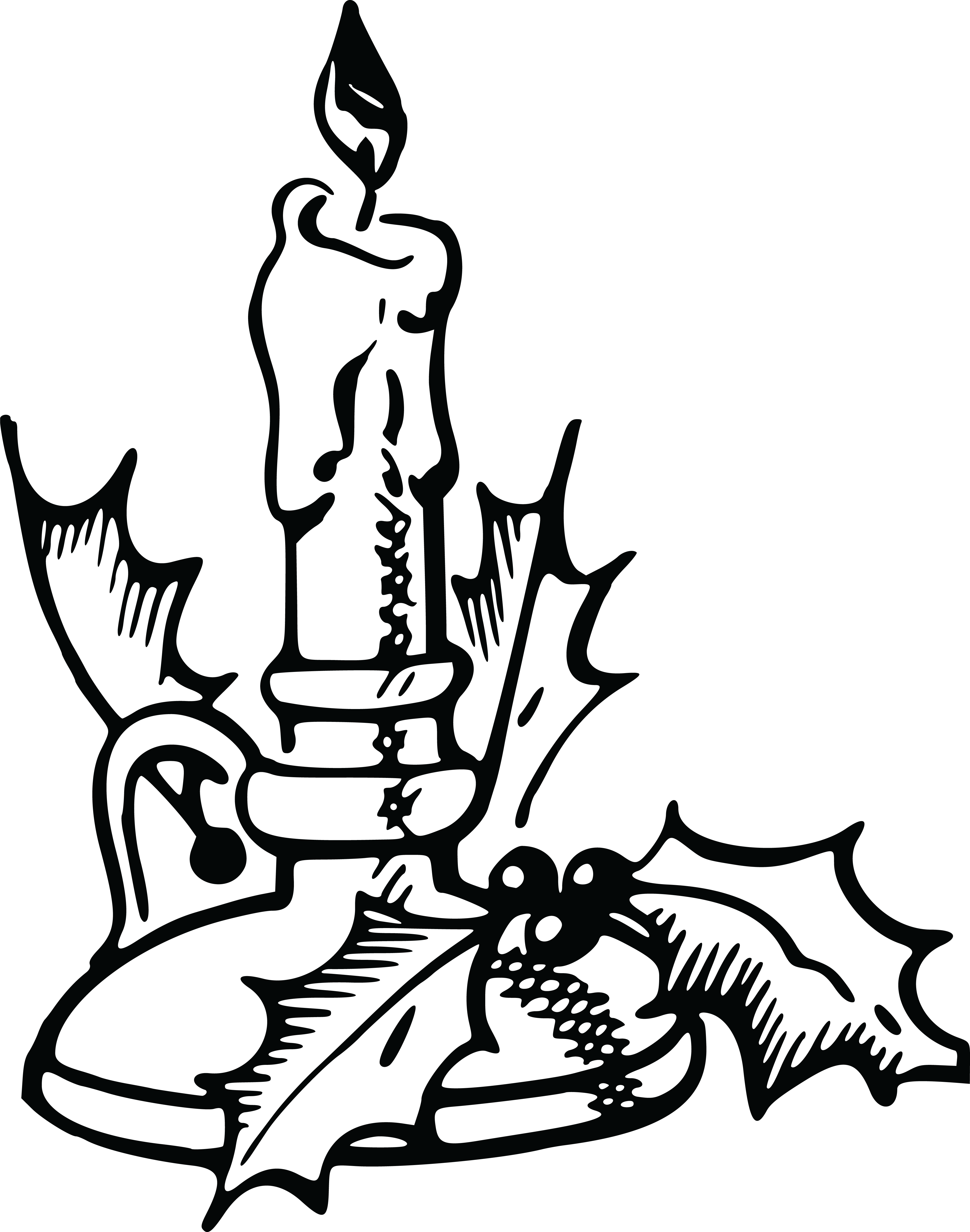 Free Clipart Of A Christmas Candle - Black And White Graphic Christmas Candle (4000x5079)