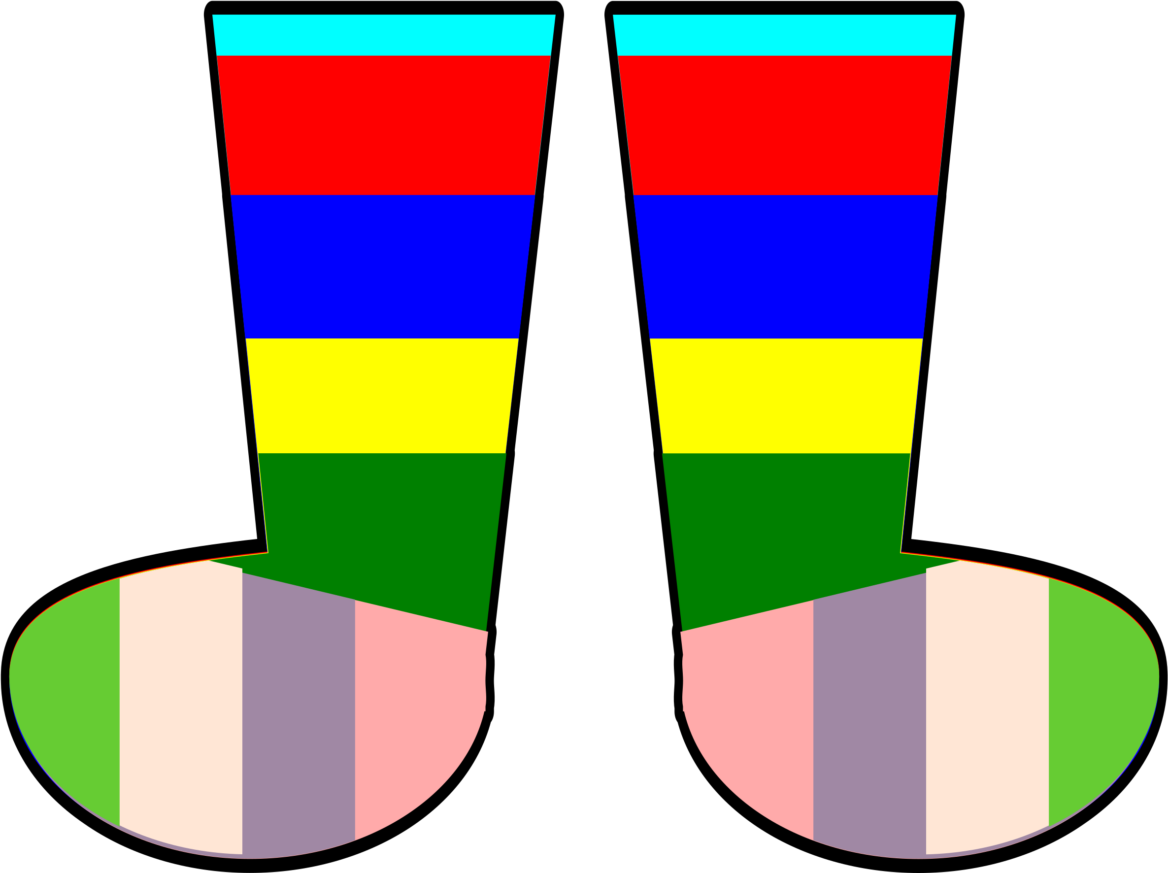 Pin Socks Clipart - Rainbow Socks Clipart (2400x1780)