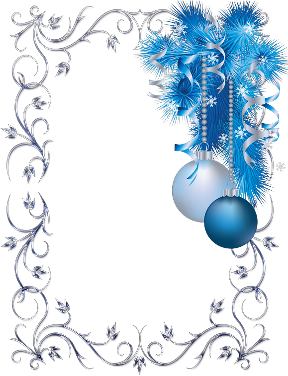 Tarjeta De Navidad Con Foto - Christmas Frame Png Blue (597x768)