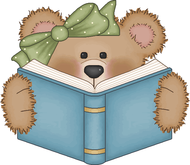 Christmas Reading Books Clipart - Bear Reading A Book Clipart (608x529)