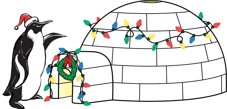 Free Christmas Animal Clip Art - Christmas Igloo Clipart (750x362)