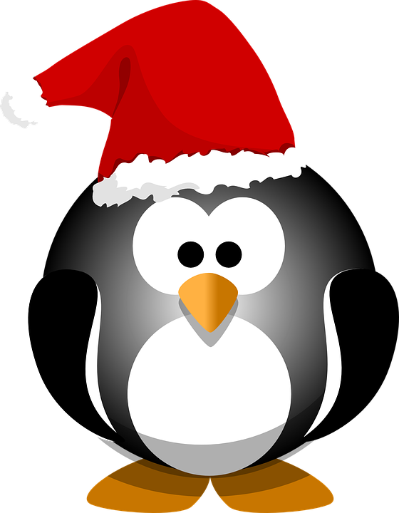 Penguin Black Bird Hat Christmas Holiday Santa - Elf Hat Clip Art (560x720)