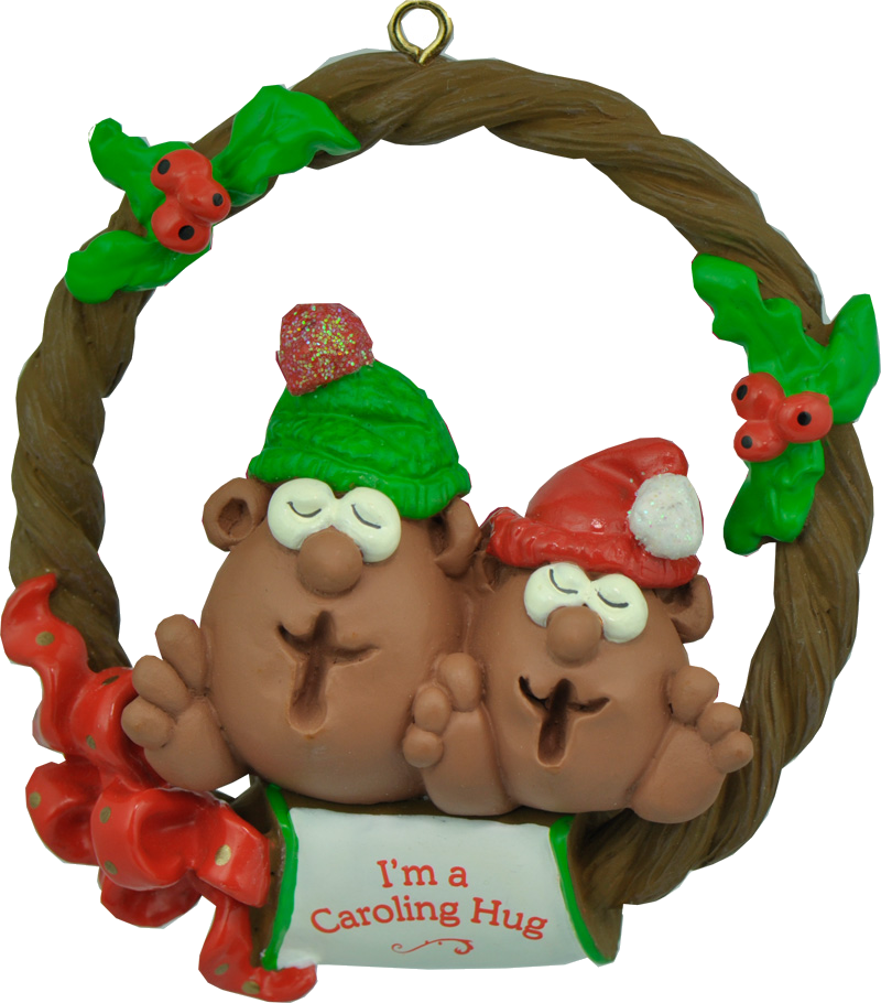 Caroling Hug Ornament - Cartoon (800x910)