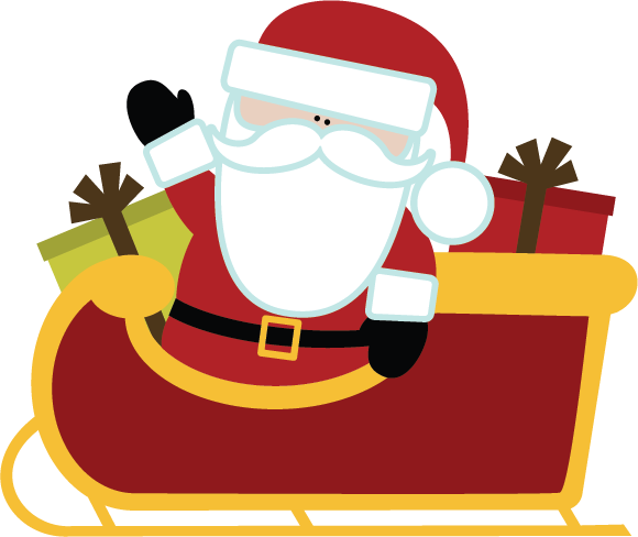 sleigh clipart cute santa