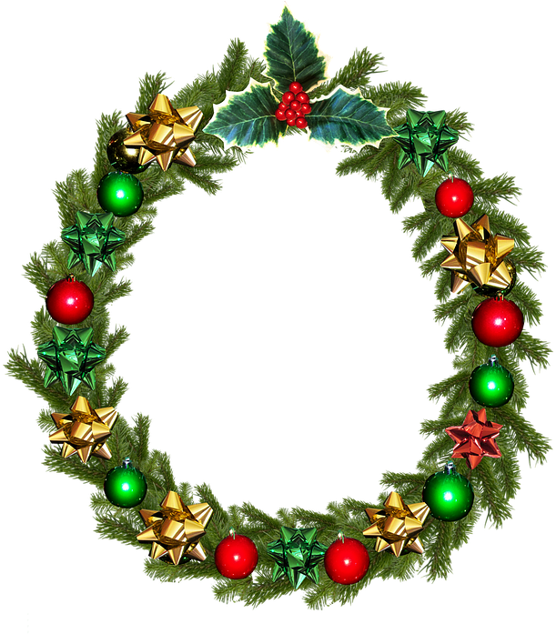 Christmas, Wreath, Holly, Decoration - Kerstkrans Png (694x720)