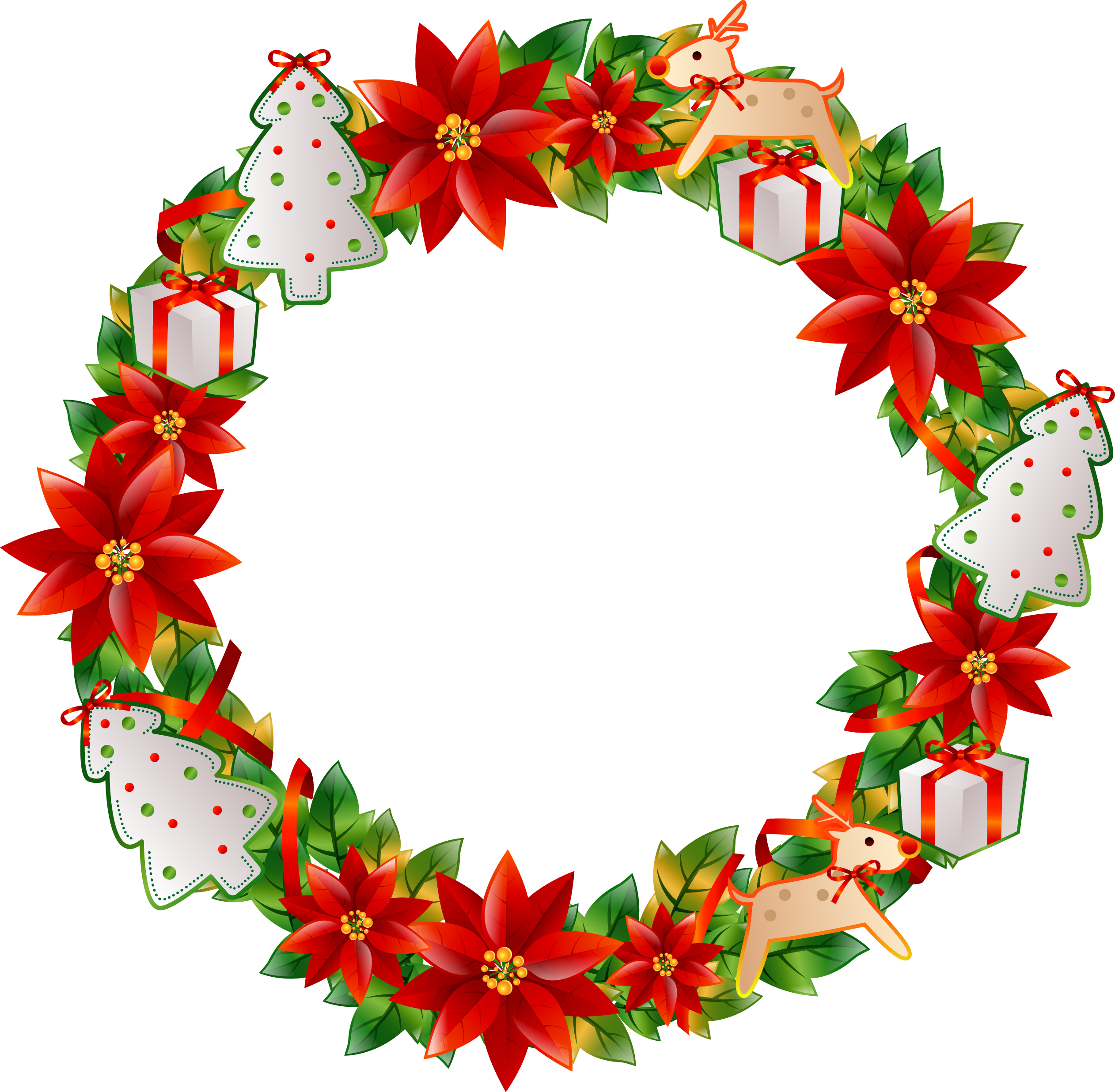 Christmas Wreath Flower - Christmas Circle Flower (2524x2473)