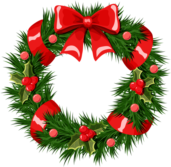 Christmas Clipart Wreath Free - Picnic Table (600x593)