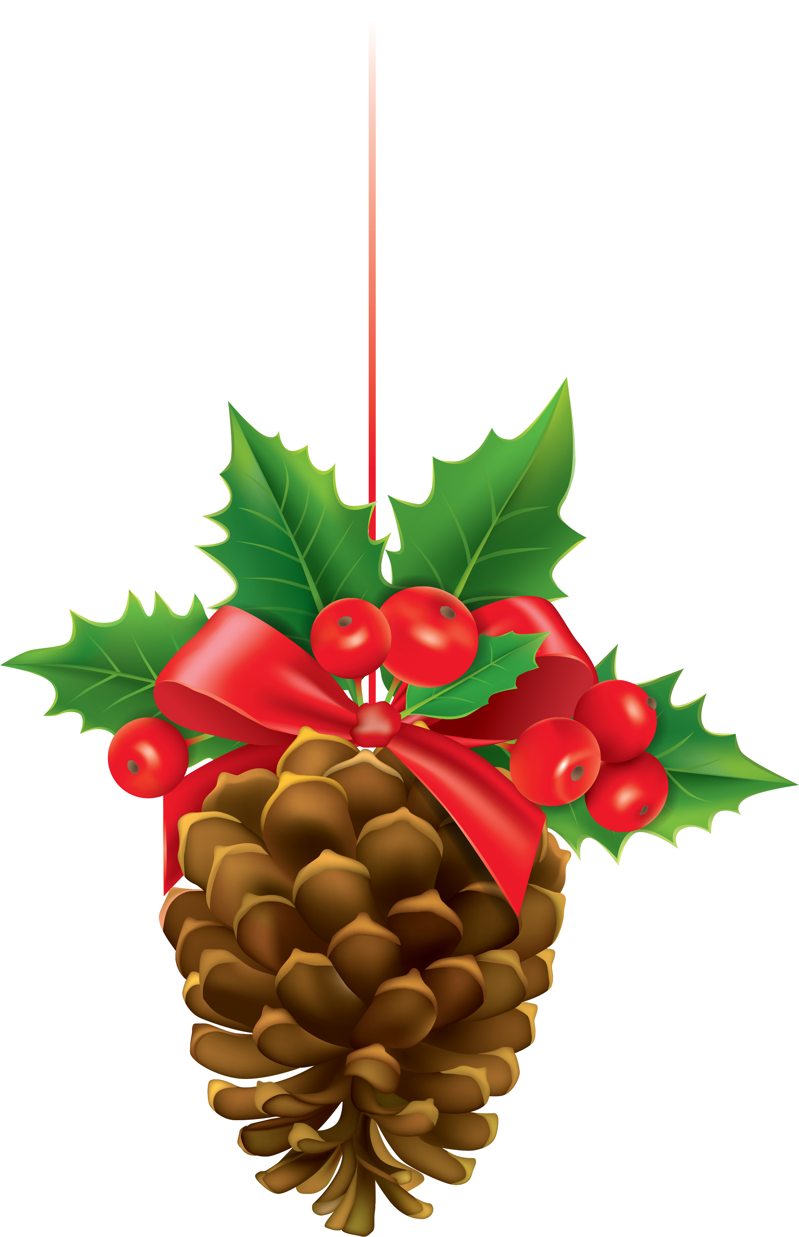 Christmas Pinecone With Mistletoe Clipart Image - Christmas Pine Cone Clipart (2672x4026)