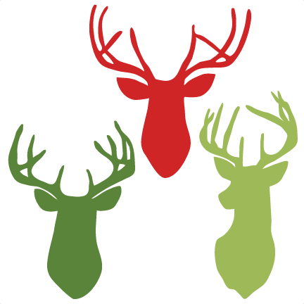 Deer Heads Svg Scrapbook Cut File Cute Clipart Files - Plaid Reindeer Raglan, Christmas Deer Shirt, 3/4 Sleeve (432x432)