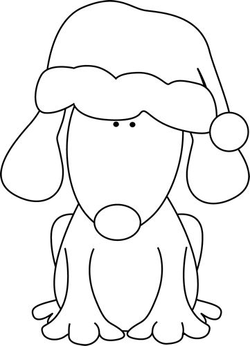 Black And White Santa Dog - Outline Of Detective (361x500)