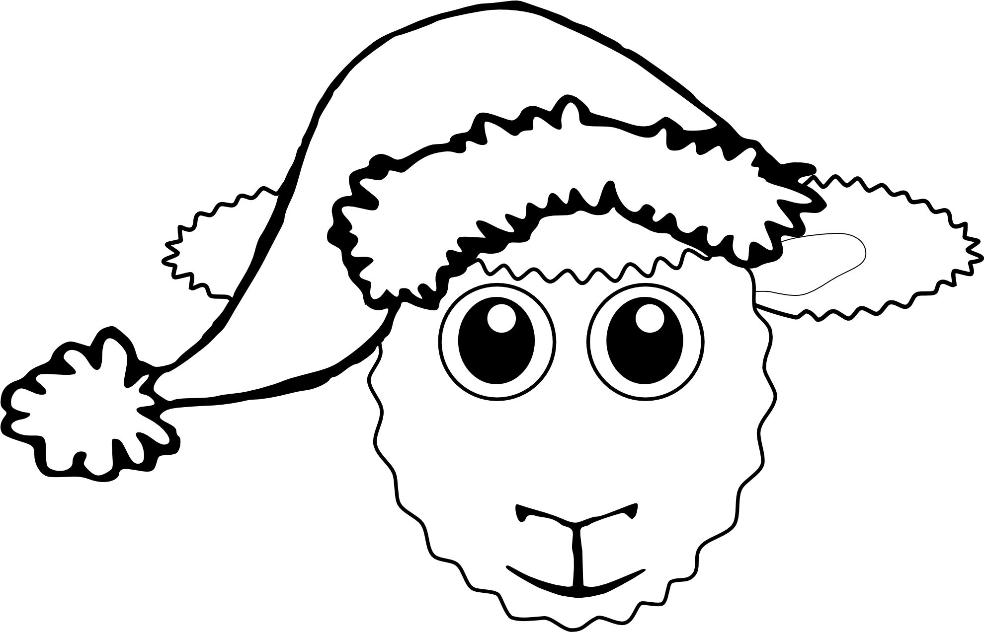 Sheep - Clipart - Black - And - White - Christmas Sheep Coloring Page (1979x1378)
