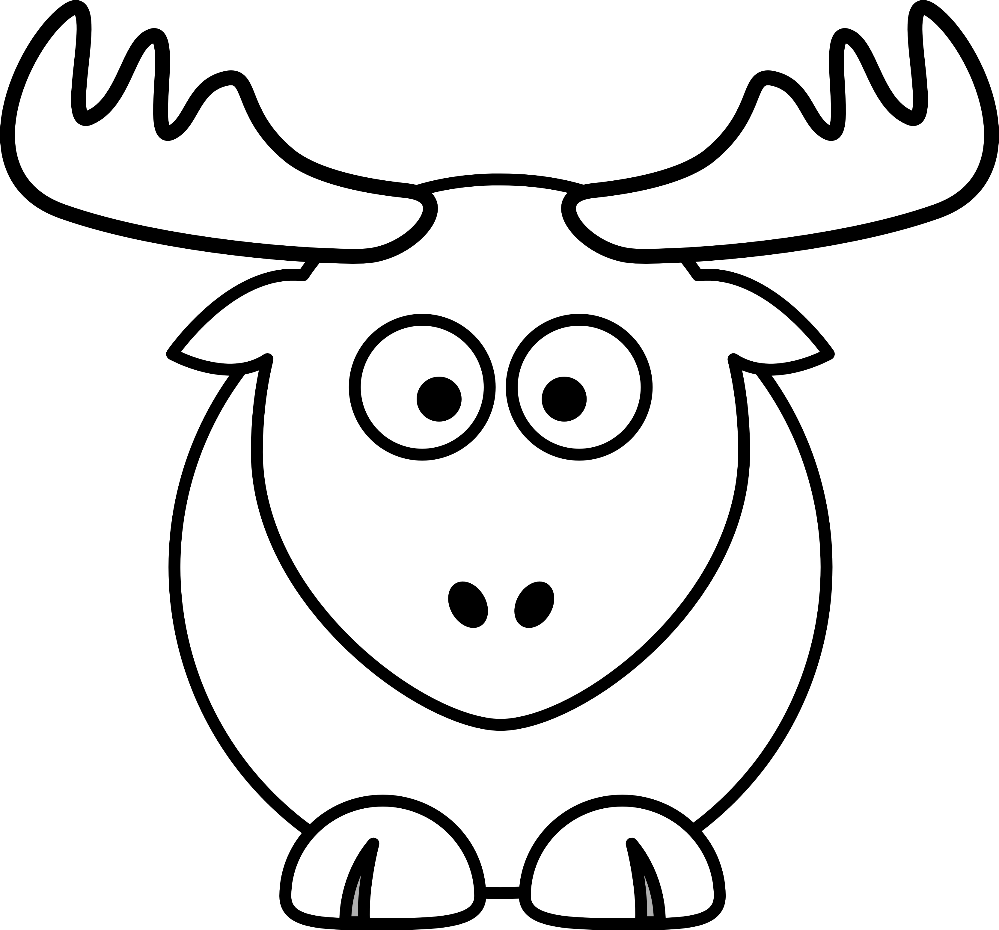 Reindeer Clipart Black And White Reindeer Head Santa - Cartoon Coloring  Pages - (3333x3104) Png Clipart Download