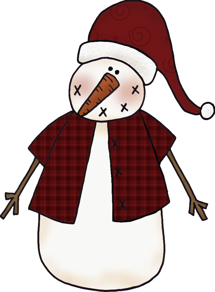 Primitive Clip Art - Primitive Snowman Clip Art (718x975)