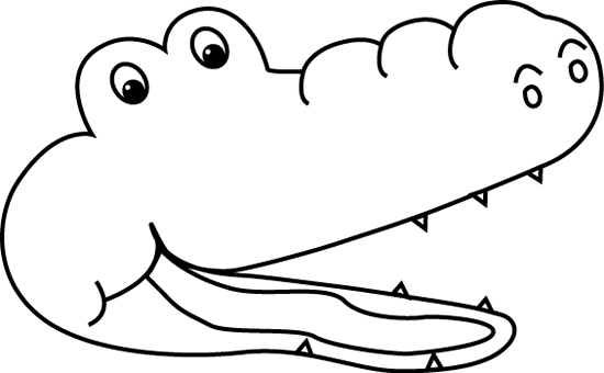 Alligator Clip Art Black And White - Alligator Head Coloring Page (550x340)