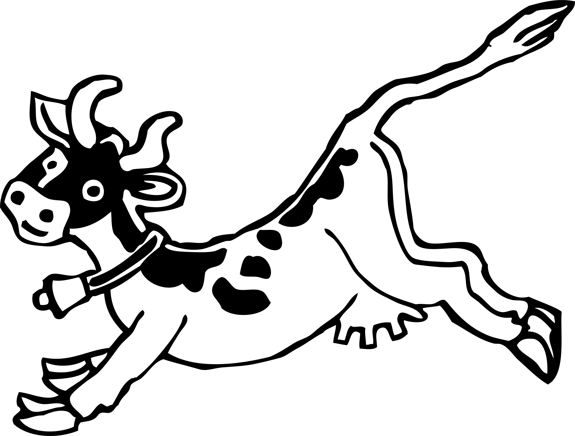 Clipart - Jumping Cow Clip Art (2400x1820)