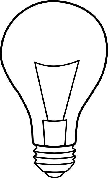 Light Bulb Outline Clip Art - White Lamp Vector Png (366x598)