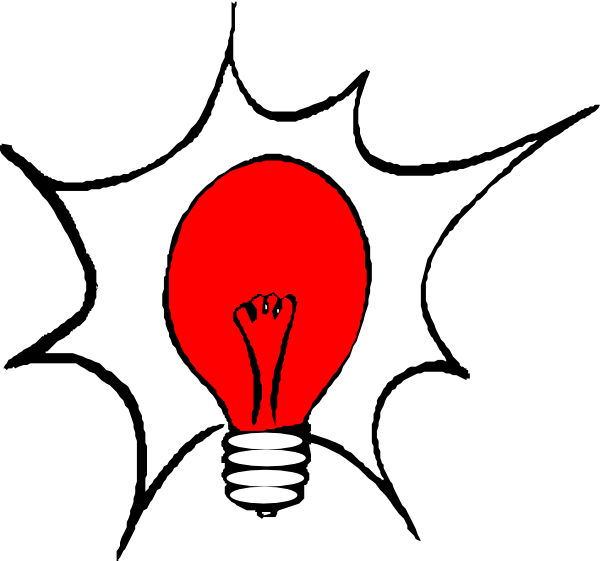 Bulb Clipart Here - Red Light Bulb Clip Art (600x561)