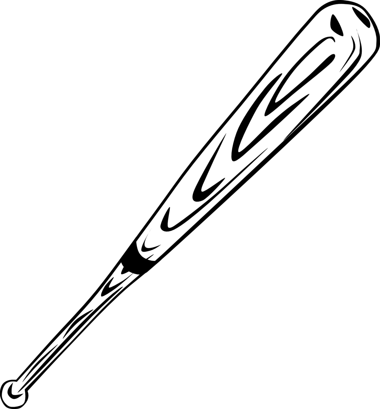 Bat Black And White Bat Clip Art Black And White Clipart - Baseball Bat Vector Png (1264x1361)