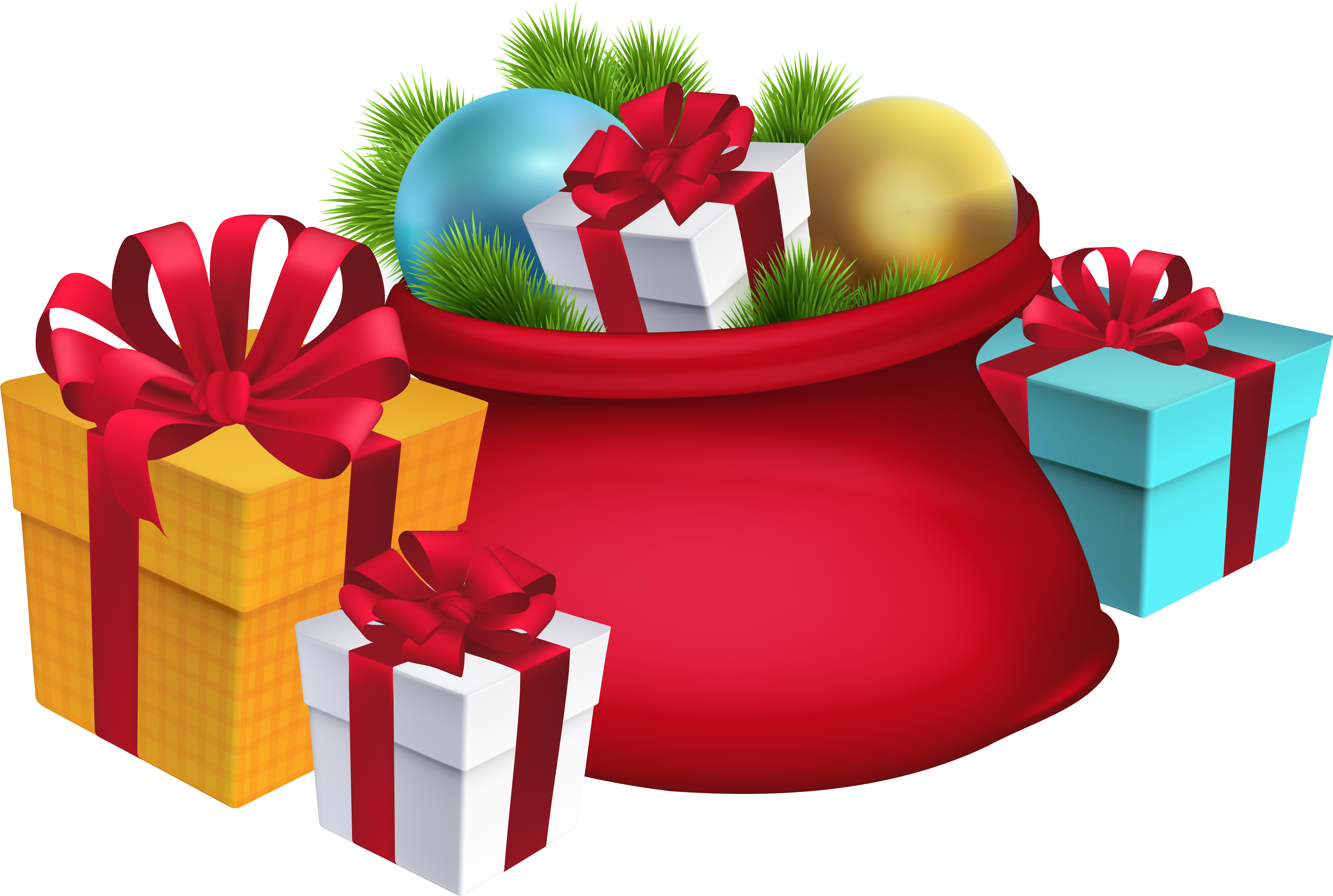 Christmas Santa's Sack Decorations Png Clipart Image - Christmas Printable Loot Bags (6240x4193)