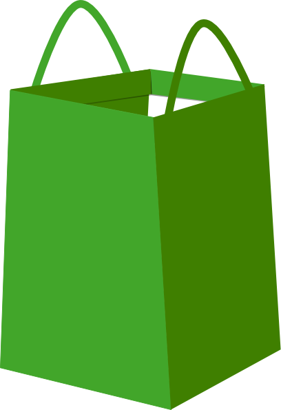 Christmas Gift Bag Clipart - Green Shopping Bag Png (408x595)