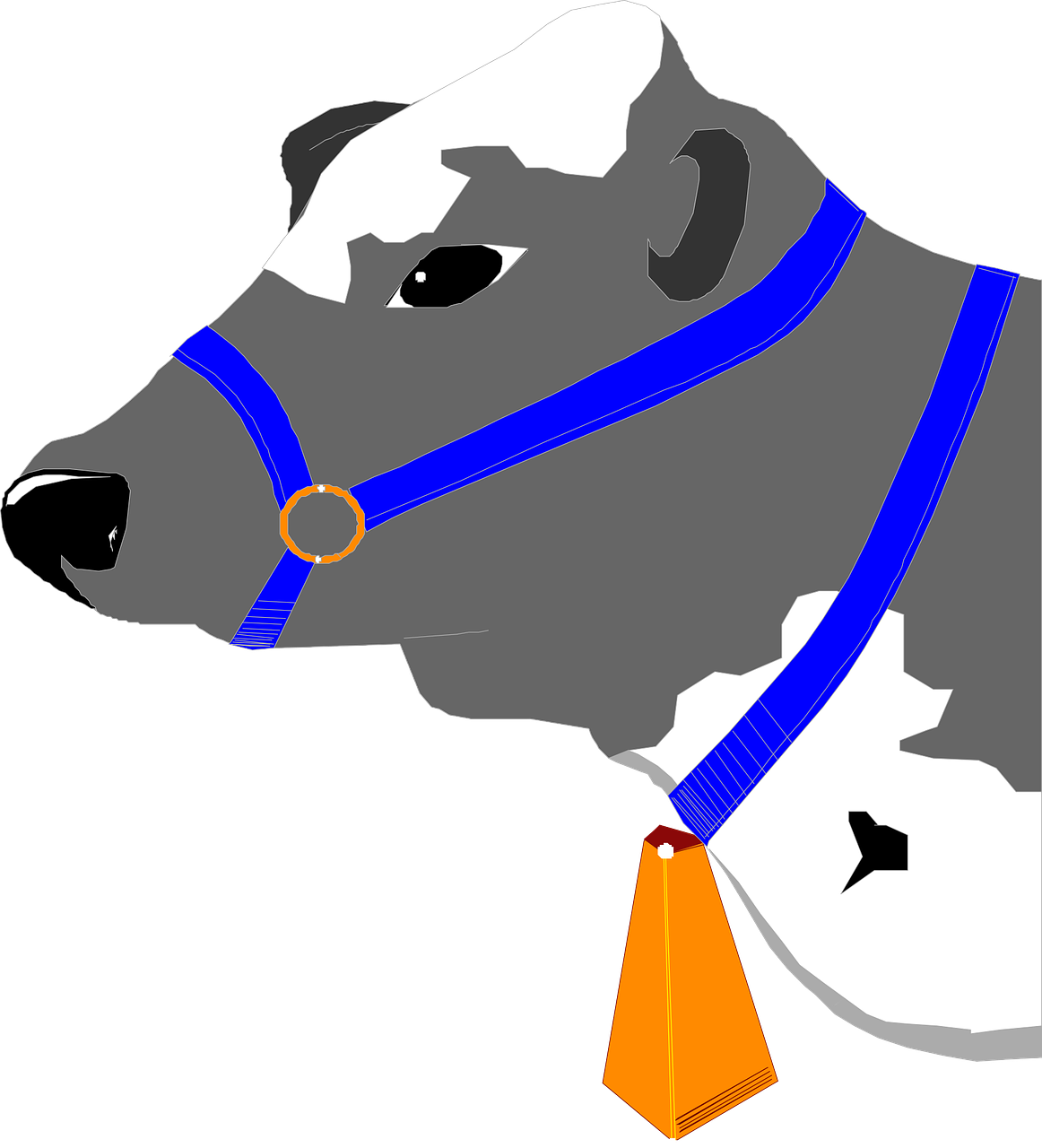 Cow Bell Head Collar Blue Animal Cattle - Cow Collar Bell (1162x1280)