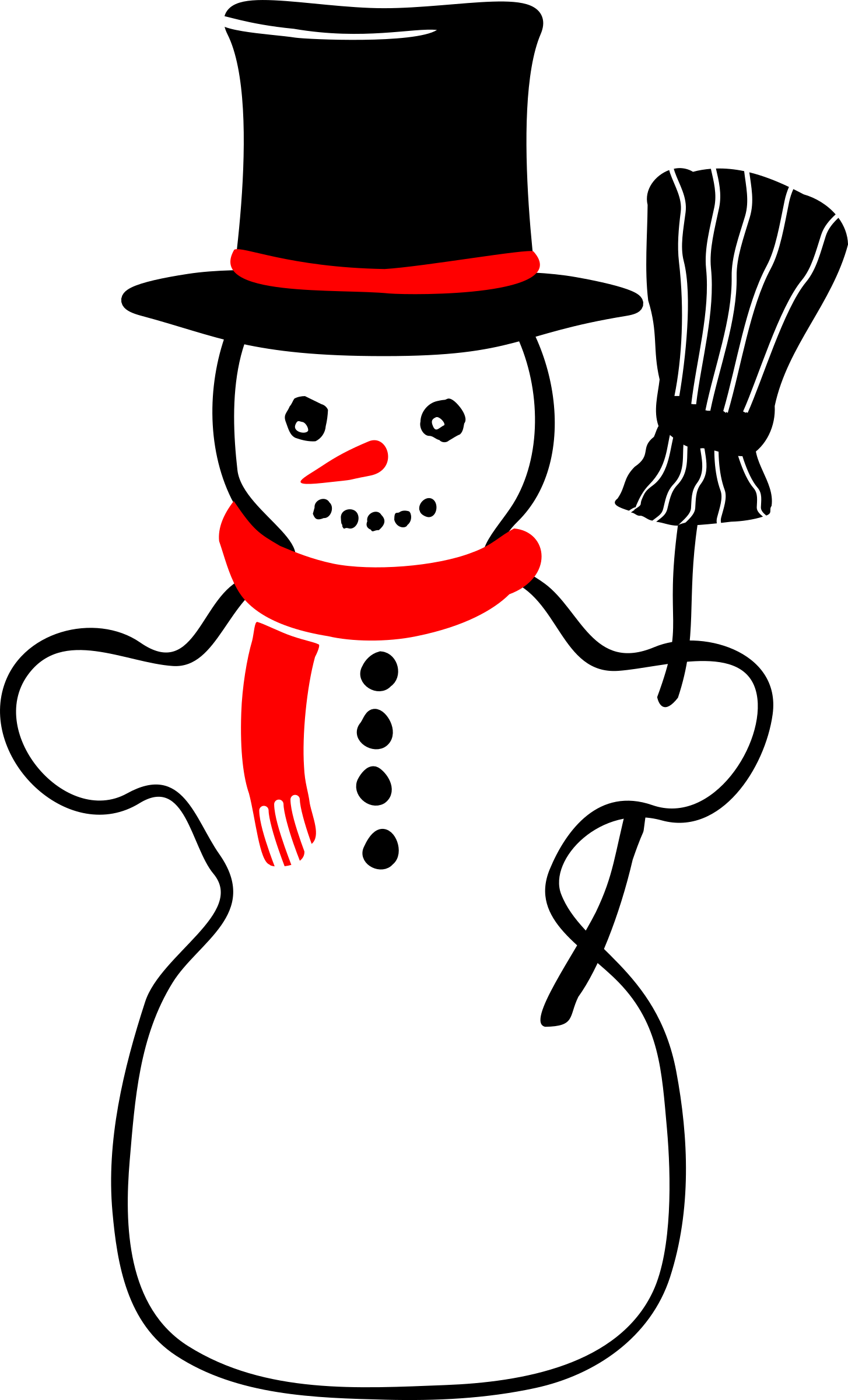 Snowman Hat Outline - Snowman Clip Art (1454x2400)