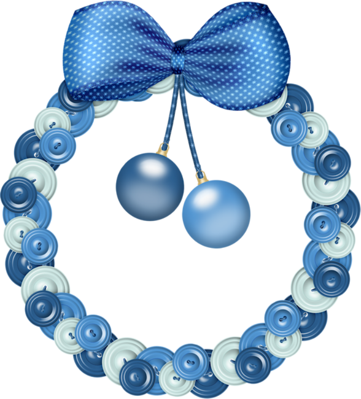 Christmas Blue Wreath Clip Art - Blue Christmas Wreath Clip Art (724x800)