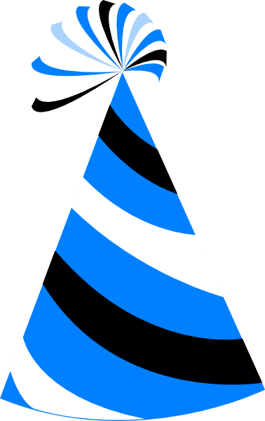 Funky Party Hat2 Clip Art - Blue And White Party Hat (378x599)