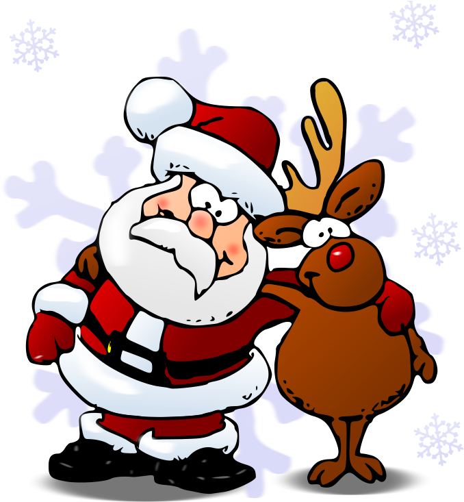 Free Colored - Santa, Rudolph Christmas Round Ornament (700x800)