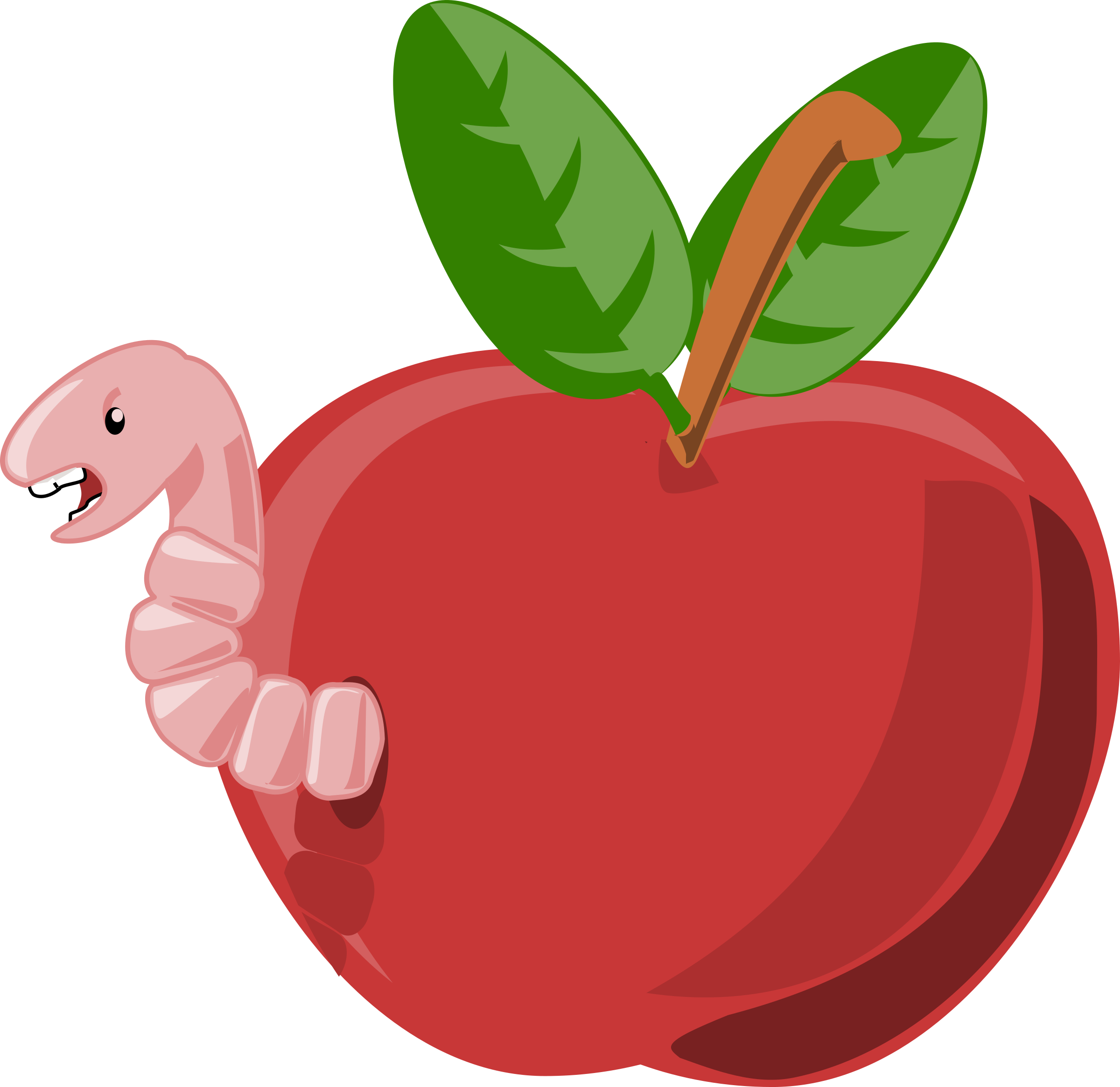 Rg1024 Cartoon Apple With Worm Clip Art - Apple With Worm Cartoon (2400x2330)