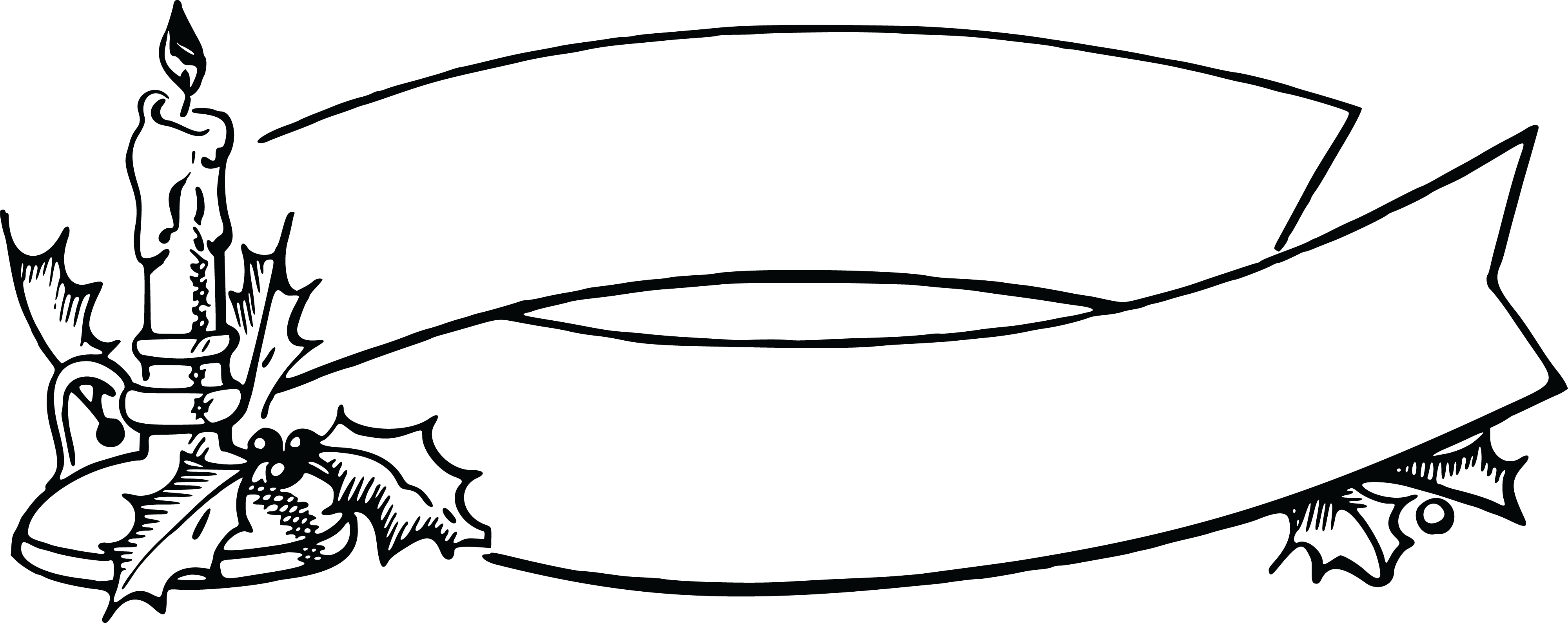 Free Clipart Of A Christmas Banner And Candle - Portable Network Graphics (4000x1591)
