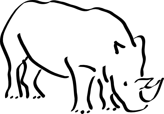 Rhino Black White Line Art Coloring Book Colouring - Rino Black And White (958x667)