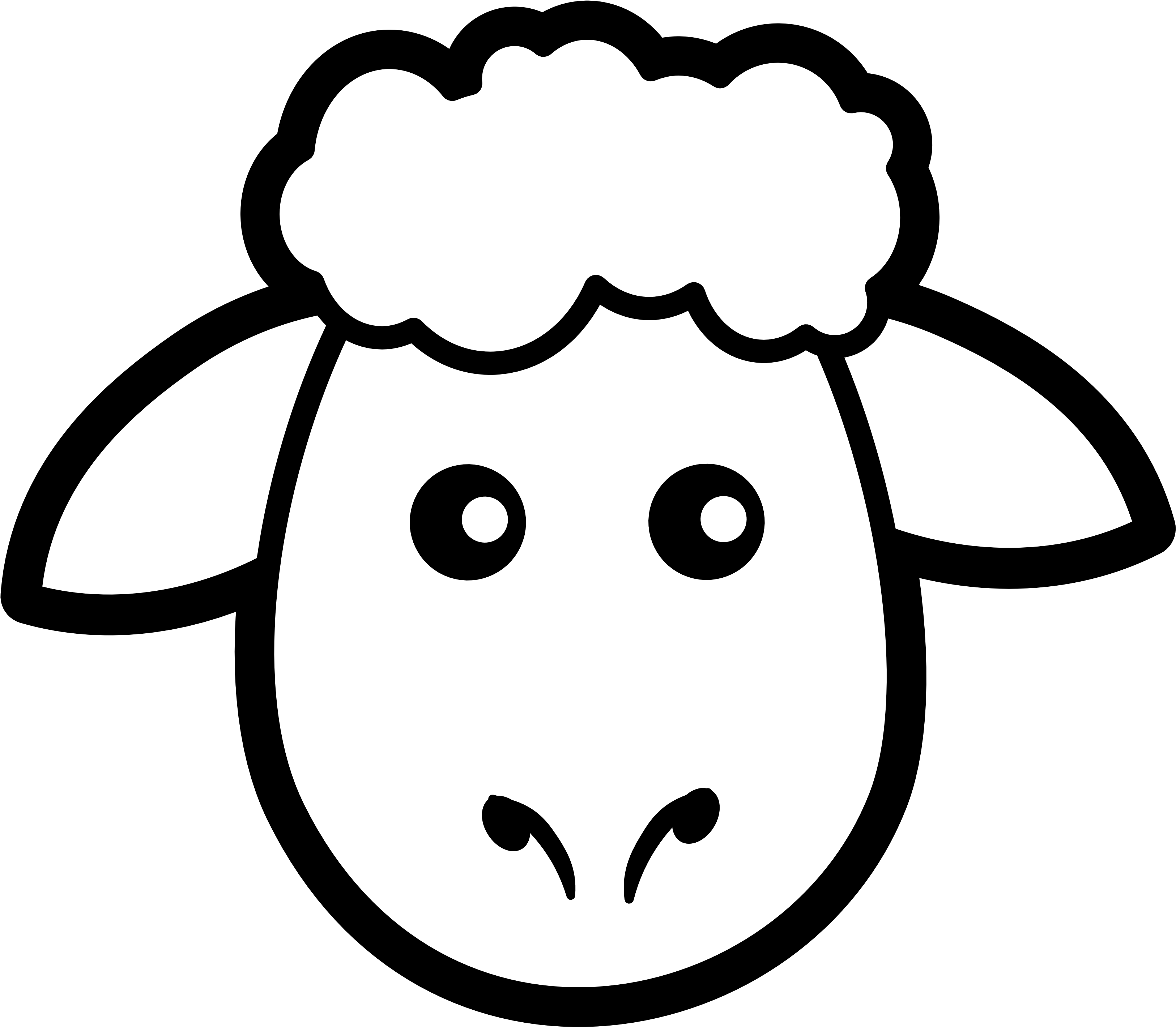 Sheep Icon Black White Line Art - Draw A Sheep Head (3333x3333)