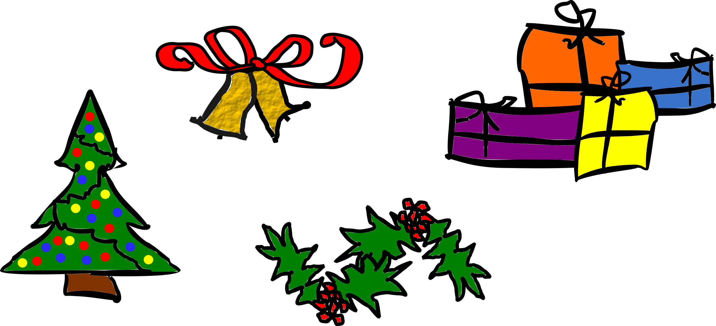 Christmas Motifs - Small Christmas Clipart Free (2400x1094)