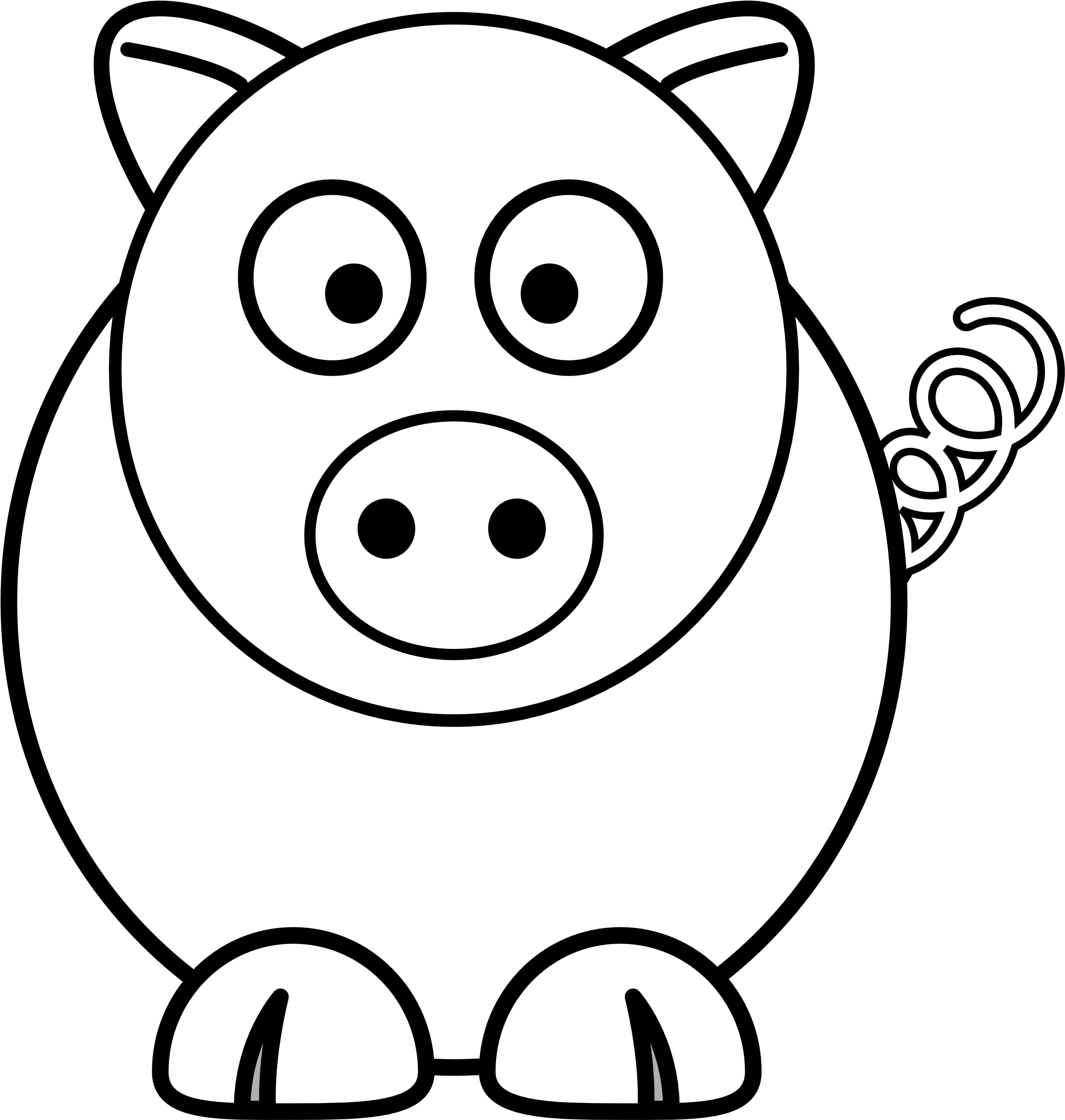 Pig Round Black White Line Art Christmas Xmas Stuffed - Edmond Memorial High School (2555x3066)