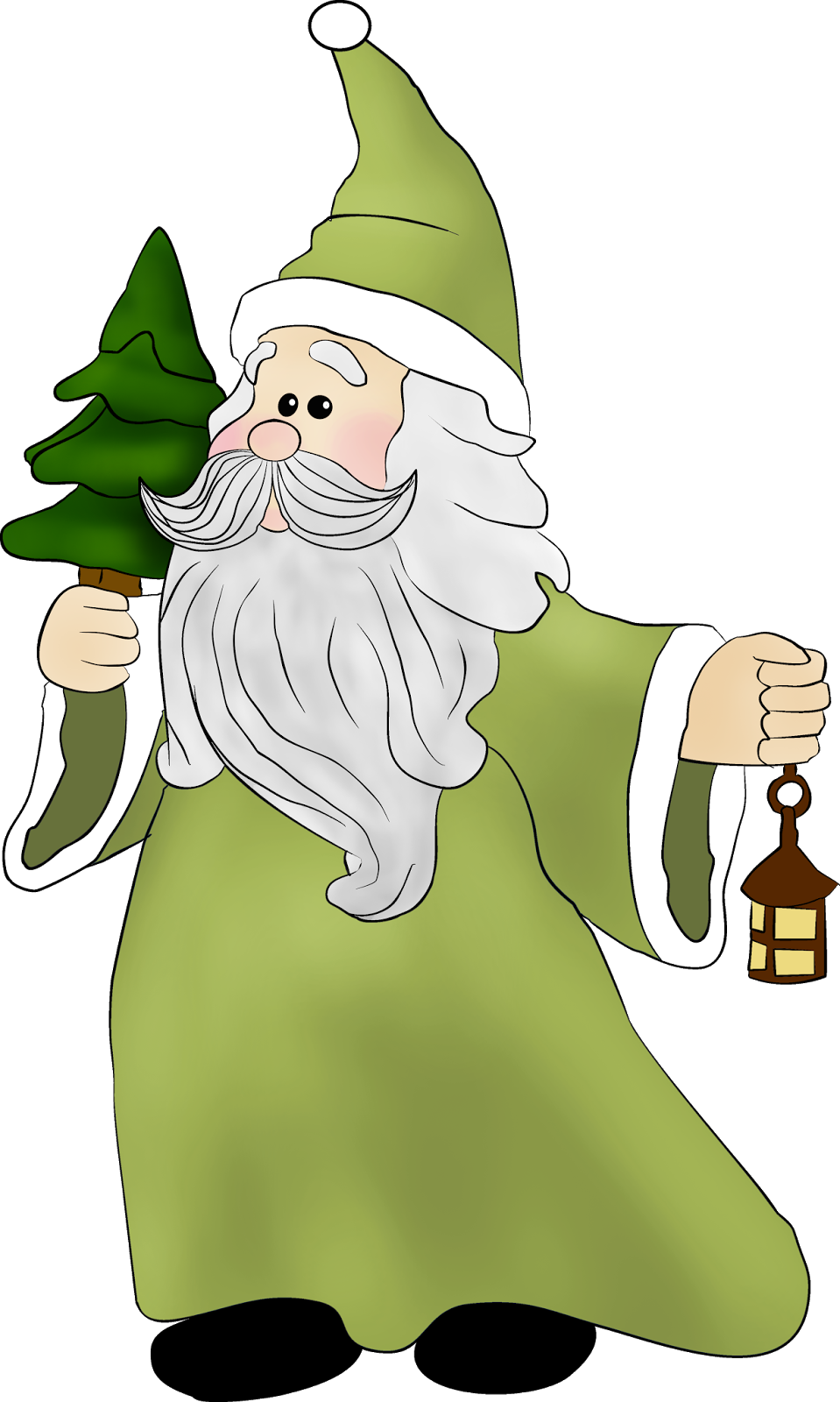 Christmas Santa In Green - Santa Claus (959x1600)