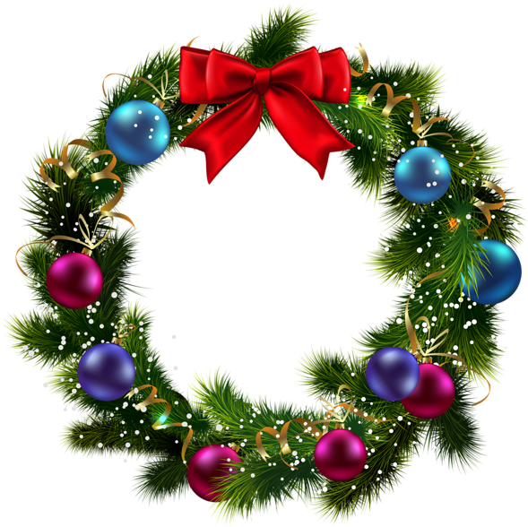 Transparent Christmas Decorated Wreath Clipart 3d - Wreath (596x600)